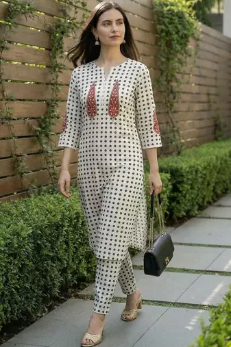 Women Printed Regular Pure Cotton Kurta with Trousers