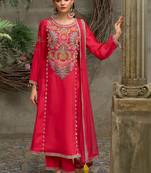 Women Ethnic Motifs Embroidered Regular Thread Work Kurta with Trousers & With Dupatta