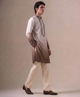 Outluk wedding vol 46 silk fabric with full embroidery  mens designer party wear kurta pajama. 1