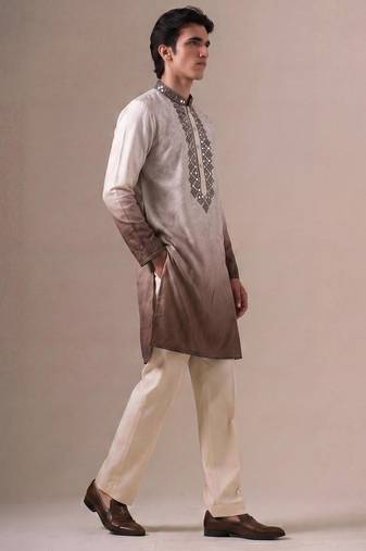 Outluk wedding vol 46 silk fabric with full embroidery  mens designer party wear kurta pajama.