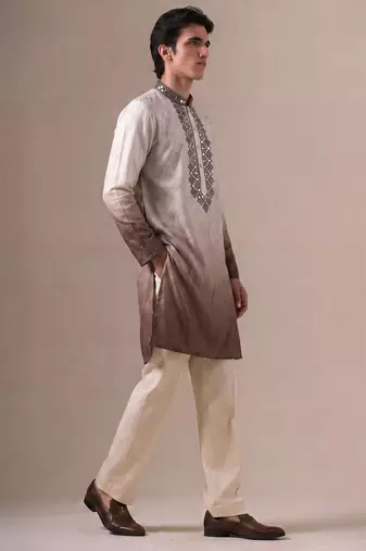 Outluk wedding vol 46 silk fabric with full embroidery  mens designer party wear kurta pajama.
