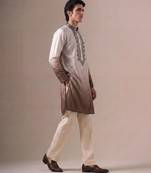 Outluk wedding vol 46 silk fabric with full embroidery  mens designer party wear kurta pajama.