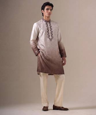 Outluk wedding vol 46 silk fabric with full embroidery  mens designer party wear kurta pajama. 2