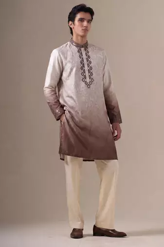 Outluk wedding vol 46 silk fabric with full embroidery  mens designer party wear kurta pajama.
