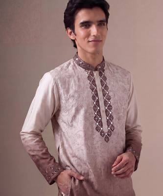 Outluk wedding vol 46 silk fabric with full embroidery  mens designer party wear kurta pajama. 3