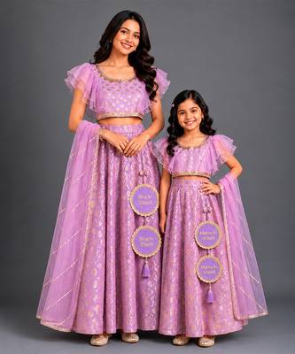 Lavender Embroidered Cotton Silk Lehenga Set 1