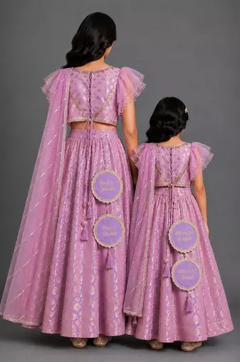 Lavender Embroidered Cotton Silk Lehenga Set