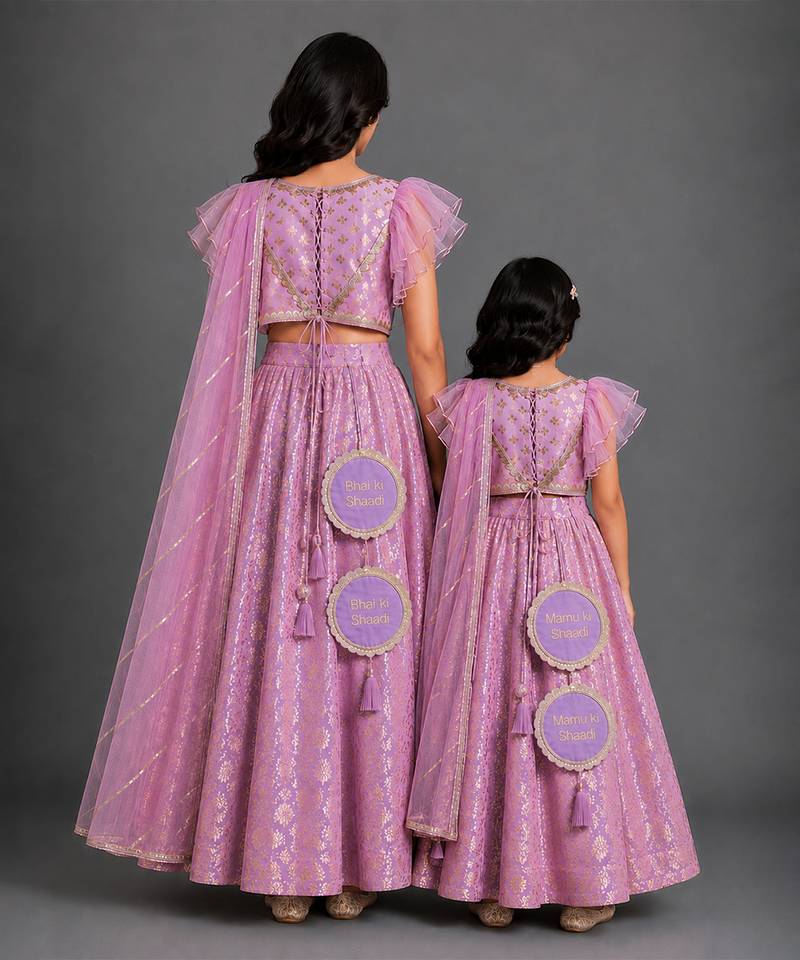 Lavender Embroidered Cotton Silk Lehenga Set
