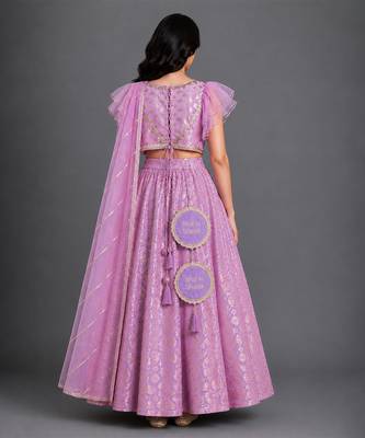 Lavender Embroidered Cotton Silk Lehenga Set 4