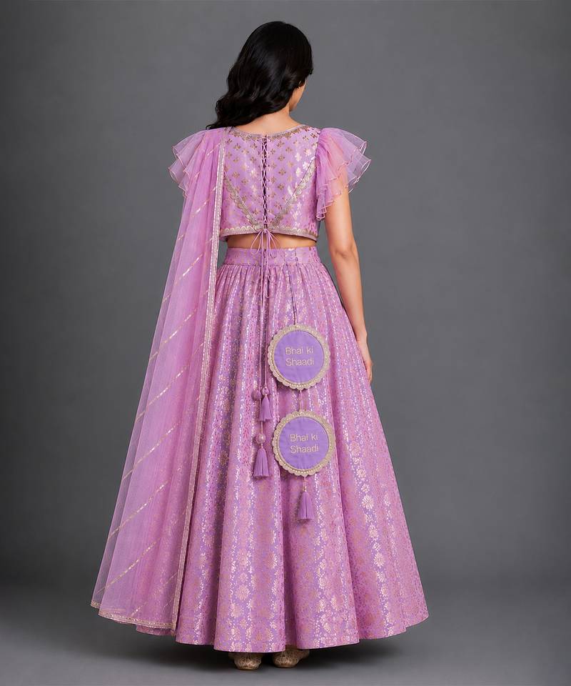 Lavender Embroidered Cotton Silk Lehenga Set