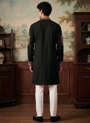 Outluk wedding vol 46 roman silk fabric with full embroidery  mens designer party wear kurta pajama. 3