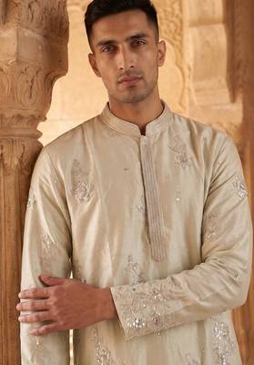 roman silk blend fabric embroidery mens designer party wear kurta pajama 3