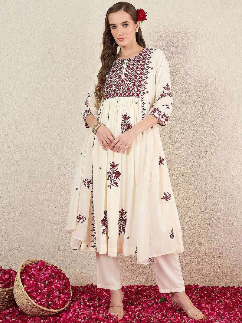 Women Ethnic Motifs Embroidered Kurta with Trousers & Dupatta
