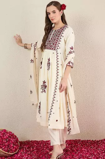 Women Ethnic Motifs Embroidered Kurta with Trousers & Dupatta
