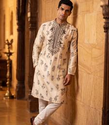 roman silk blend fabric embroidery mens designer party wear kurta pajama