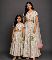 Ivory Embroidered Cotton Silk Lehenga Set