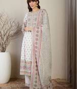Women Ethnic Motifs Printed Cotton Kurta with Trousers & Dupatta