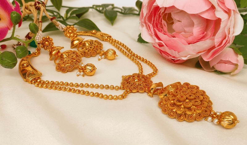 Designer gold plated necklace set