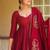 Maroon roman  silk  party wear embroidery anarkali suit set