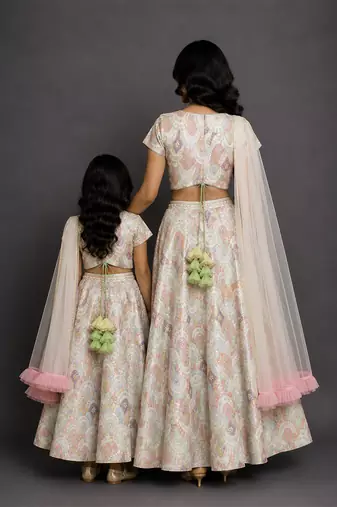 Ivory Embroidered Cotton Silk Lehenga Set