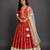 Red Ivory Embroidered Cotton Silk Lehenga Set