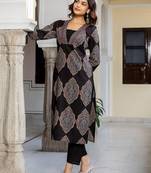Women Ethnic Motifs Printed Regular Mirror Work Pure Cotton Kurta with Trousers