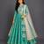 Turquoise Blue Embroidered Cotton Silk Lehenga Set
