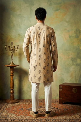roman silk blend fabric embroidery mens designer party wear kurta pajama 4