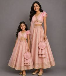 Blush Pink Embroidered Brocade Lehenga Set