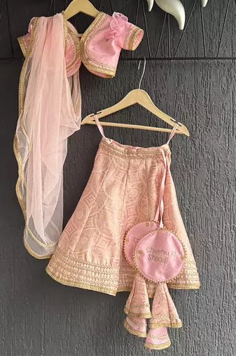 Blush Pink Embroidered Brocade Lehenga Set