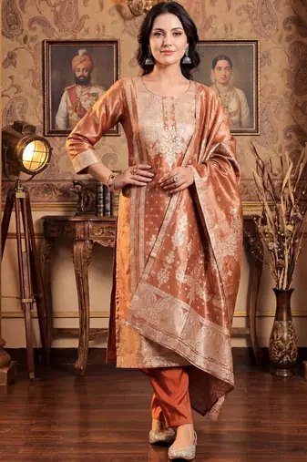 Women Ethnic Motifs Regular Kurta with Trousers & With Dupatta