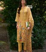 Women Floral Printed Regular Thread Work Linen Kurta with Trousers & With Dupatta