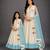 Off White Blue Printed Cotton Silk Lehenga Set