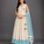 Off White Blue Printed Cotton Silk Lehenga Set