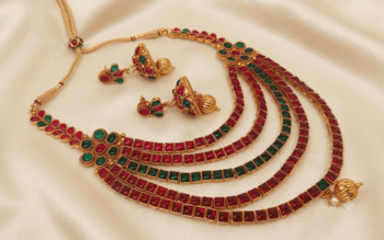 Multicolor kemp 5 layer necklace set 3