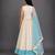 Off White Blue Printed Cotton Silk Lehenga Set