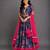 Navy Blue Printed Cotton Silk Lehenga Set