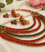 Multicolor kemp 5 layer necklace set