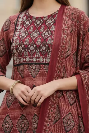 Women Printed Regular Pure Cotton Kurta with Trousers & With Dupatta
