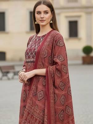 Women Printed Regular Pure Cotton Kurta with Trousers & With Dupatta 3