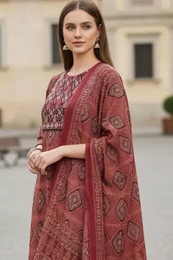Women Printed Regular Pure Cotton Kurta with Trousers & With Dupatta