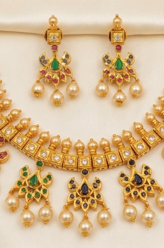 Multicolor guttapoosalu necklace set
