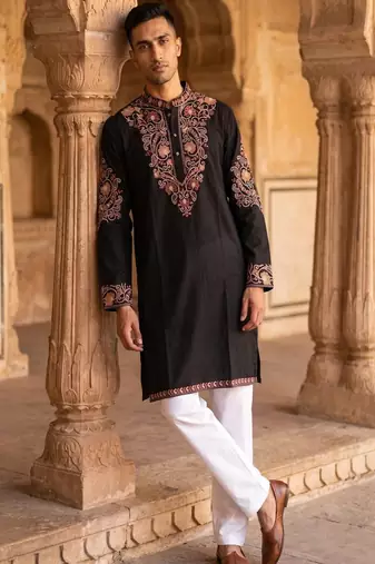 Outluk wedding vol 46 roman silk fabric with full embroidery  mens designer party wear kurta pajama.