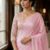 Baby Pink Color Plain Satin Silk Blend Saree