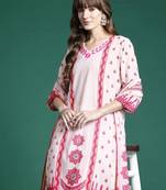 Ethnic Motifs Embroidered Panelled Pure Cotton Kurta with Trousers & Dupatta