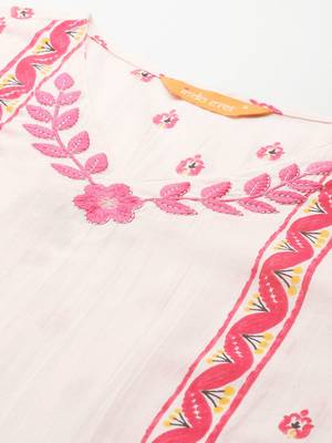 Ethnic Motifs Embroidered Panelled Pure Cotton Kurta with Trousers & Dupatta 2