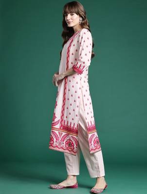 Ethnic Motifs Embroidered Panelled Pure Cotton Kurta with Trousers & Dupatta 6