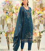 Women Ethnic Motifs Embroidered Regular Thread Work Kurta with Trousers & With Dupatta