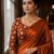 Copper Color Plain Satin Silk Blend Saree