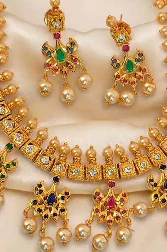 Multicolor guttapoosalu necklace set